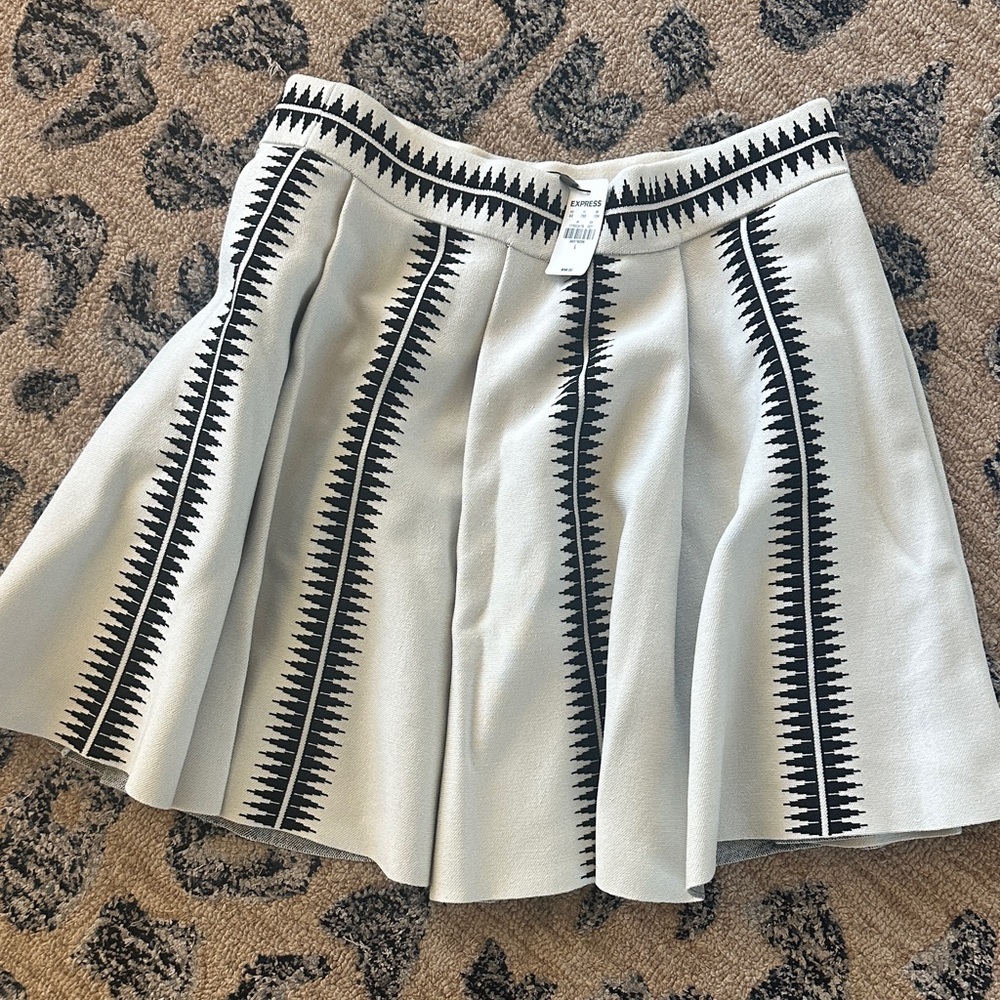 Express Black and White Skater Skirt